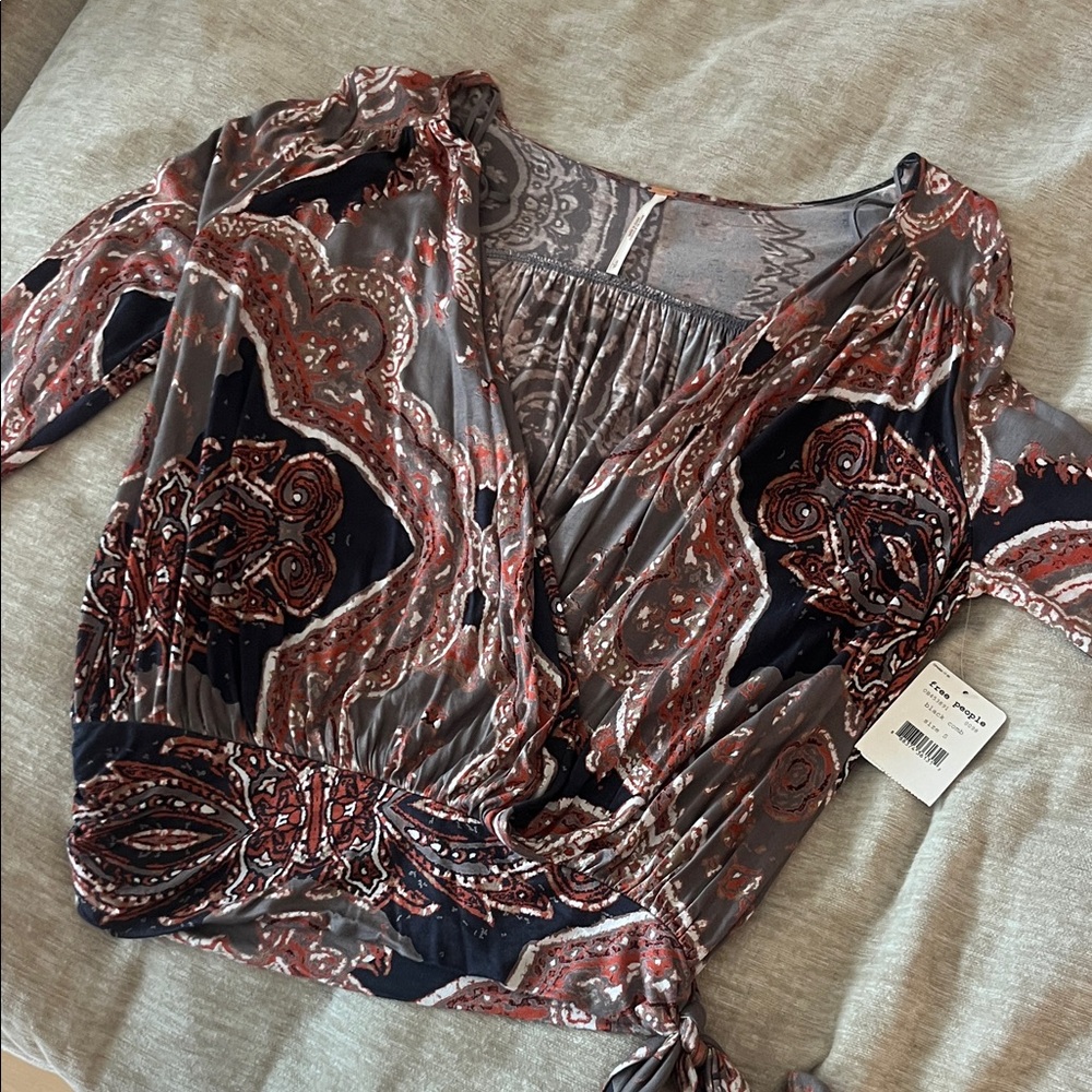 NWOT Free People Paisley Wrap Blouse